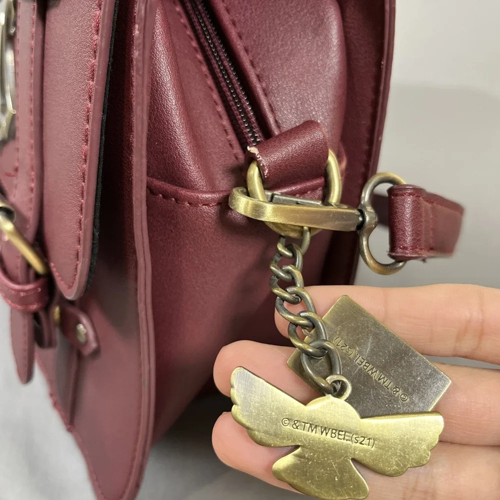 Harry Potter Hogwarts Satchel Crossbody Handbag Maroon Gold Hardware Bag